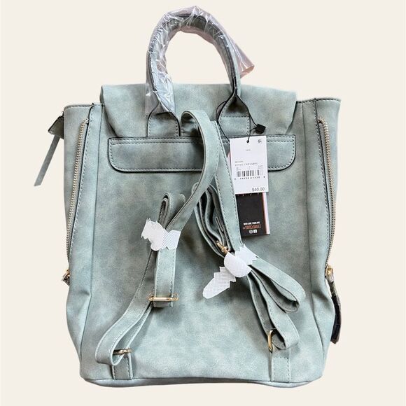 VR NYC Denim Style Flap Backpack Purse - Picture 3 of 7